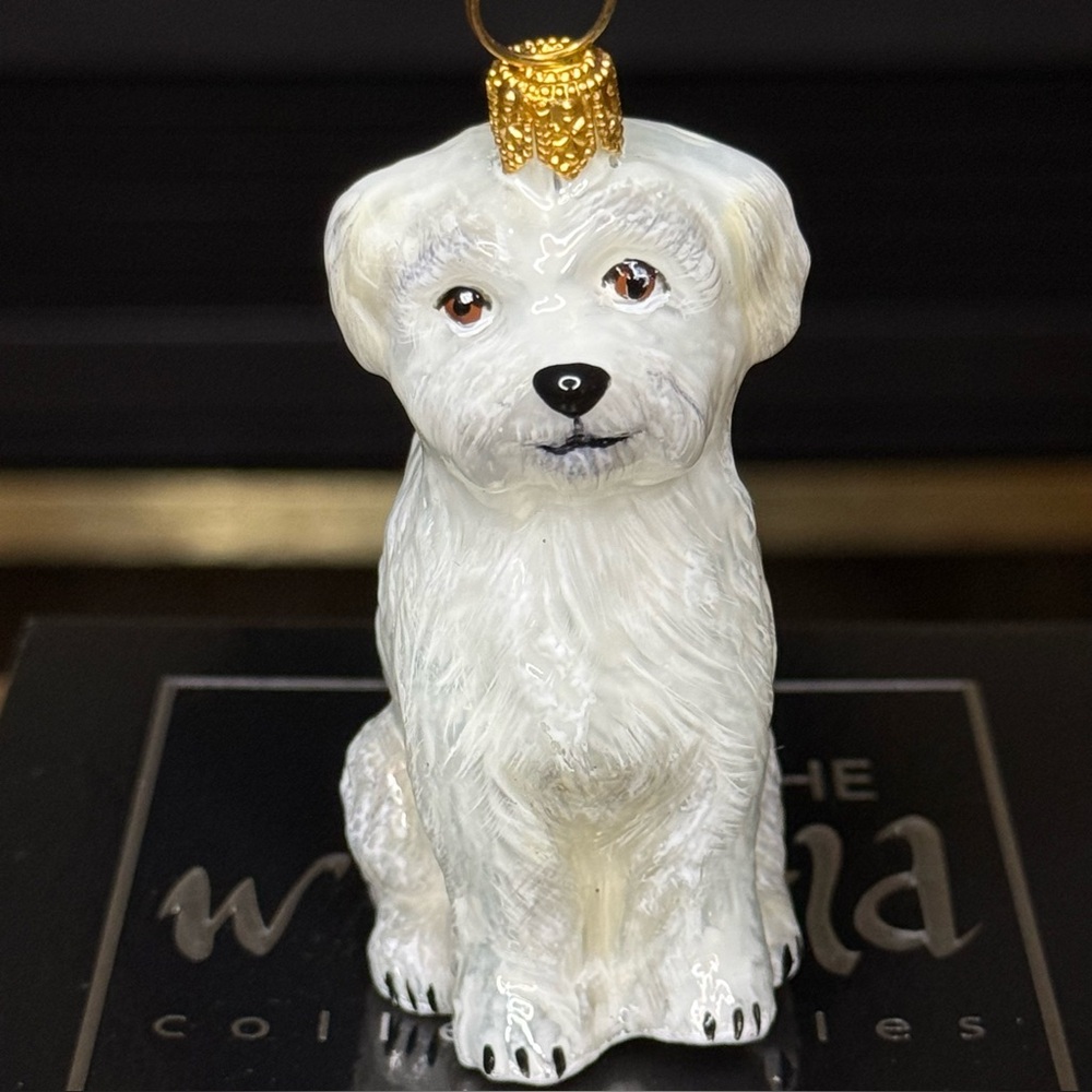 Joy To The World “Pet Set” Maltese Puppy Cut Collectible Polish Glass Ornament